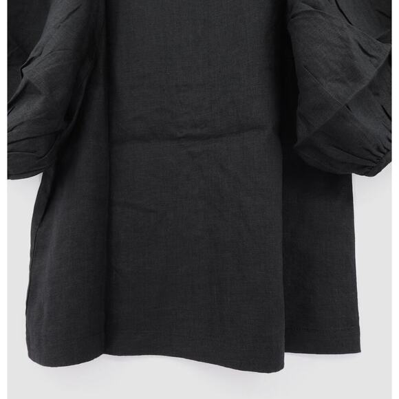 Lanhtropy Linen Shirt Womens XS Black Bubble Sleeves Oversized Langenlook - Picture 9 of 16